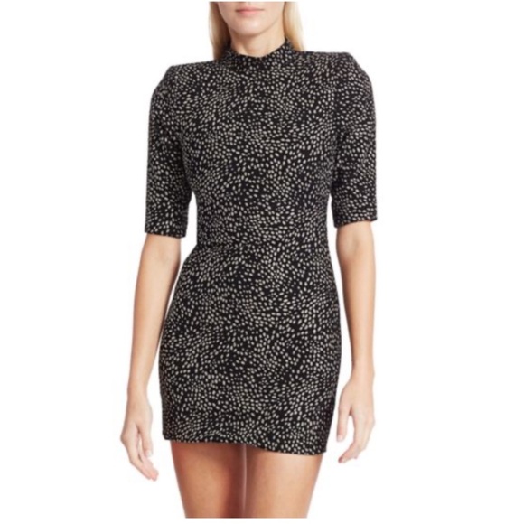 Alice + Olivia • Inka Strong-Shoulder Mockneck Dress - Picture 2 of 8